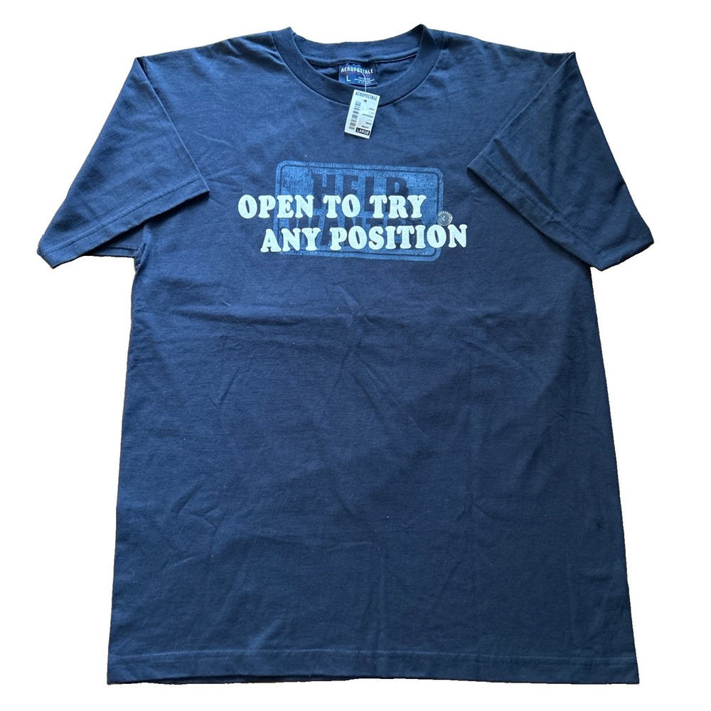 NWT Vintage Aeropostale Shirt Mens L Navy Open To Try Any Position Logo Y2K